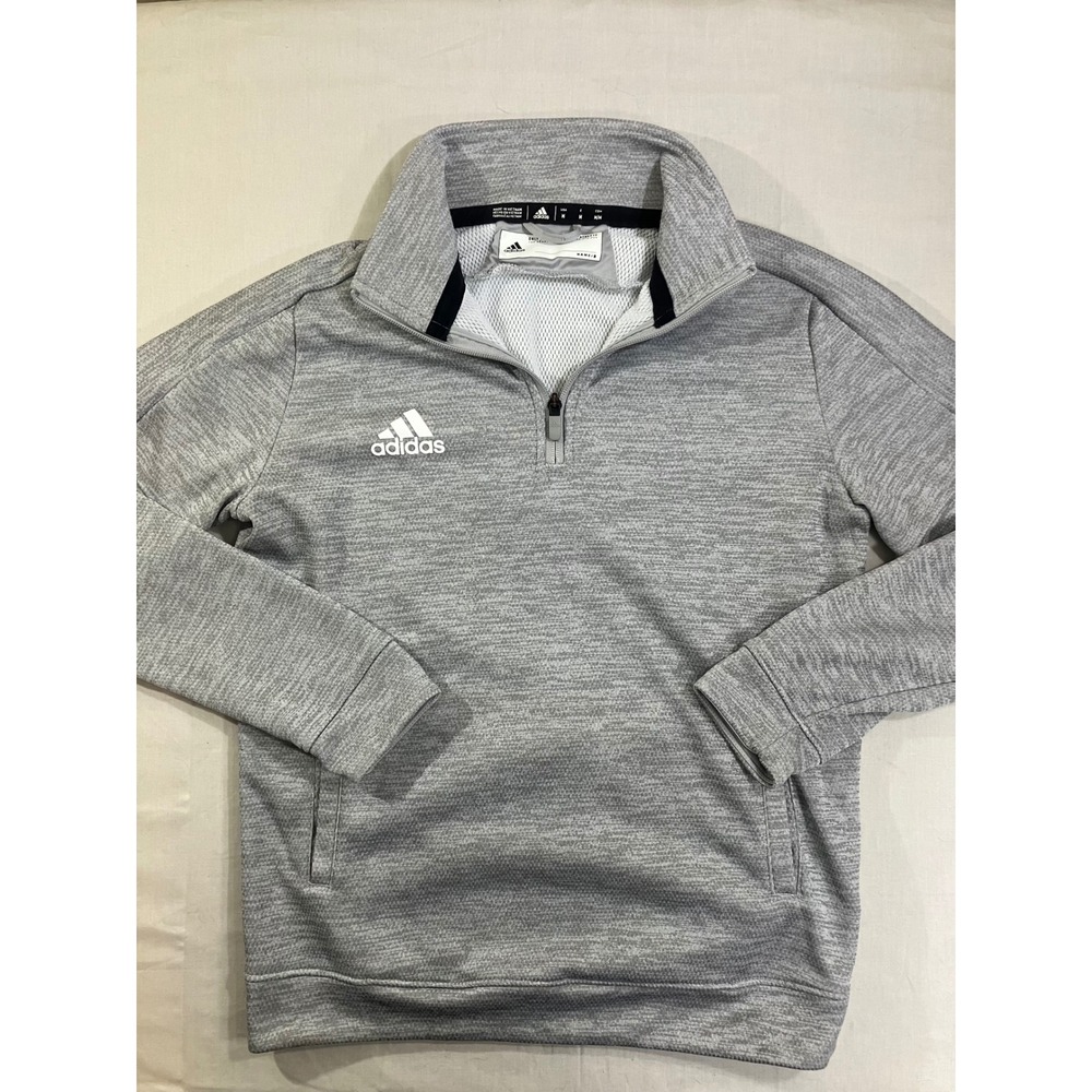 Adidas Mens Medium Heather Gray Space Dye 1/4 Zip Pullover Activewear Sweatshirt